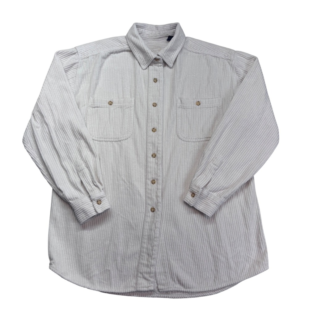 Vtg Jessi Lee Corduroy Button Up Shirt Women's Size Large Cotton Long‎ Sleeve